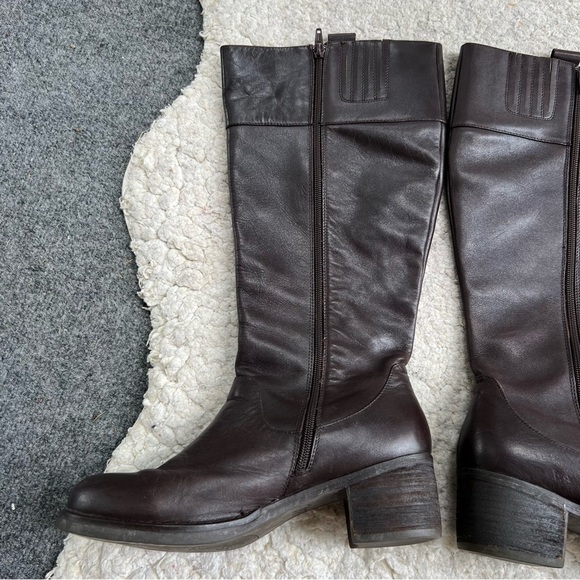 Tara M Brown Leather DIDI Faux Fur Interior Block Heel Rounded Toe Boots Sz 9 - Picture 2 of 14
